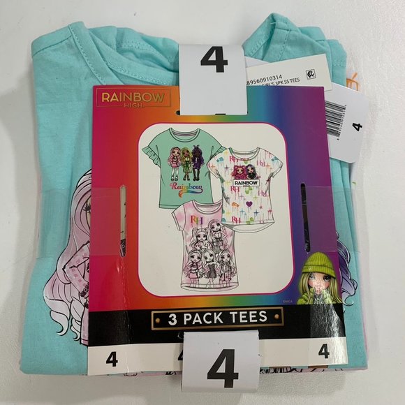 Rainbow High Girls 3-pack Tees 4 Short Sleeve Graphic Print T-Shirts 4 - Picture 2 of 6